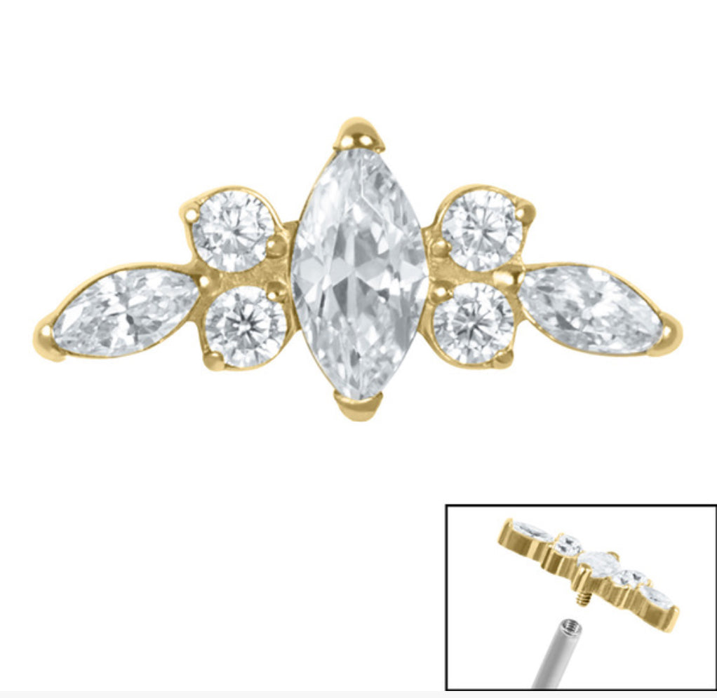 Titanium Claw Set Jewelled Tiara with labret