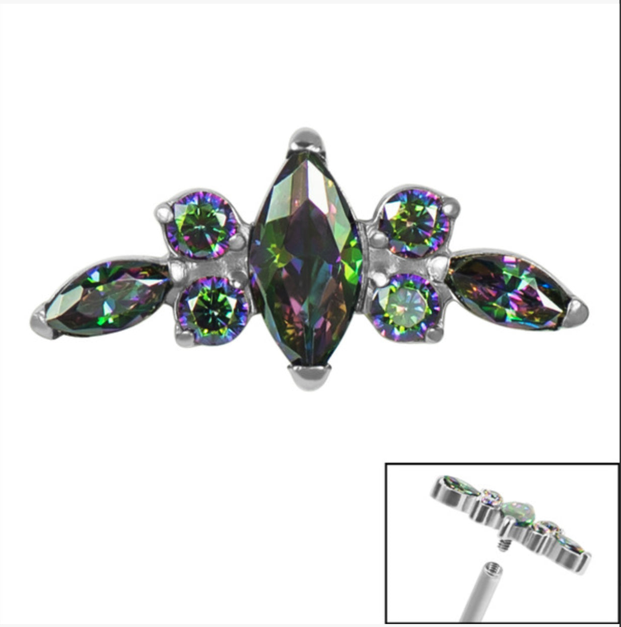 Titanium Claw Set Jewelled Tiara with labret