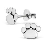 Sterling Silver Cute Paw Print Ear Stud Earrings