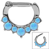Steel Septum Clicker Ring Synthetic Opal