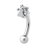 Claw Set Jewelled Paw Print Micro Curved Bar