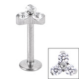 Claw Set CZ Jewelled Trinity Labret