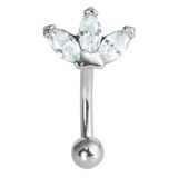 3 Jewel Marquise Fan Micro Curved Bar