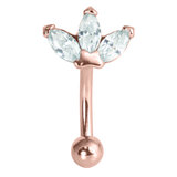 3 Jewel Marquise Fan Micro Curved Bar