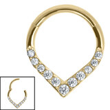 Pave Set Jewelled V-Shape Hinged Segment Ring