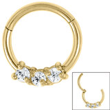 Claw Set Jewelled Trio Hinged Clicker Ring