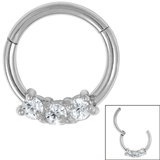 Claw Set Jewelled Trio Hinged Clicker Ring