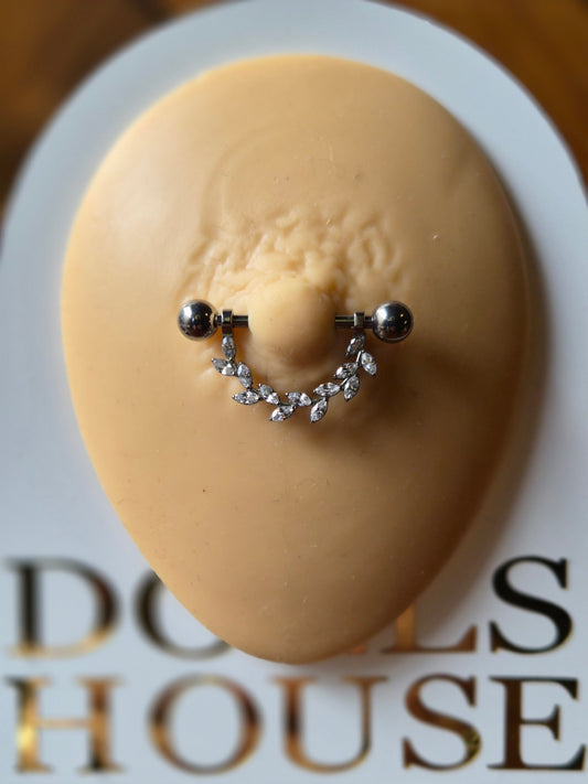 Marquise Jewelled Leaf Vine Nipple Bar