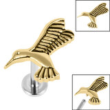 Steel Hummingbird on Titanium Internally Threaded Labret