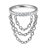 Jewelled Pave Set Orbit Triple chain hinge rings