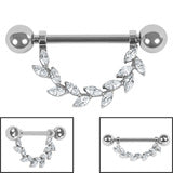 Marquise Jewelled Leaf Vine Nipple Bar