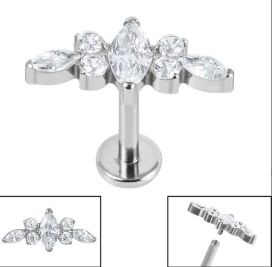 Titanium Claw Set Jewelled Tiara with labret