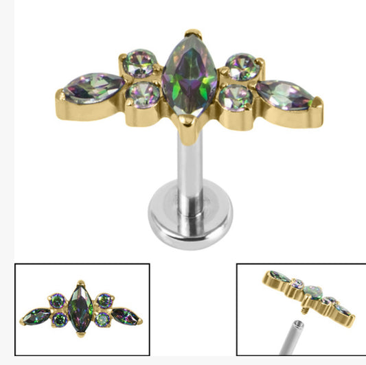 Titanium Claw Set Jewelled Tiara with labret