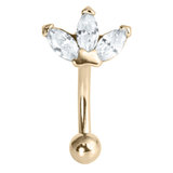 3 Jewel Marquise Fan Micro Curved Bar