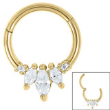 Claw Set Jewelled Marquise Fan Hinged Clicker Ring