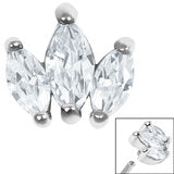 Claw Set 3 CZ Jewel Marquise Fan Attachment