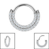 Hinged Pave Set Double Row Eternity Clicker Ring
