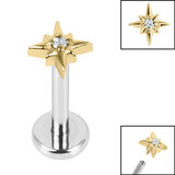 Steel Jewelled 8 Point Star Labret