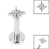 Steel Jewelled 8 Point Star Labret