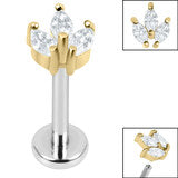 Marquise Jewelled Leaves Trio Labret