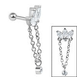 Marquise Fan Chain Drop Micro Bar