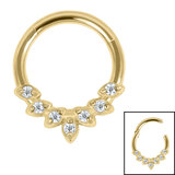 Claw Set Jewelled Laurel Hinged Clicker Ring