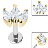 Claw Set 3 CZ Jewel Marquise Fan Labret