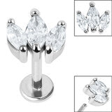 Claw Set 3 CZ Jewel Marquise Fan Labret