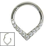 Pave Set Jewelled V-Shape Hinged Segment Ring